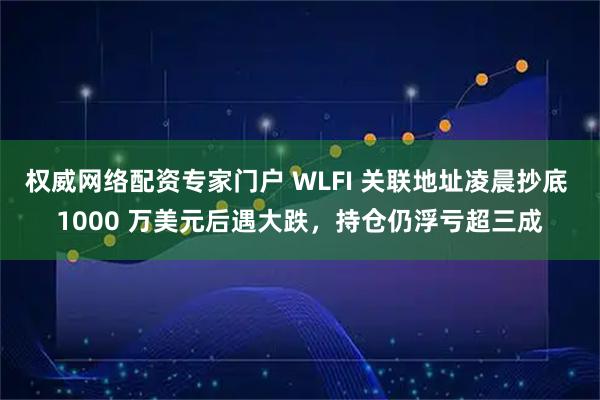权威网络配资专家门户 WLFI 关联地址凌晨抄底 1000 万美元后遇大跌，持仓仍浮亏超三成